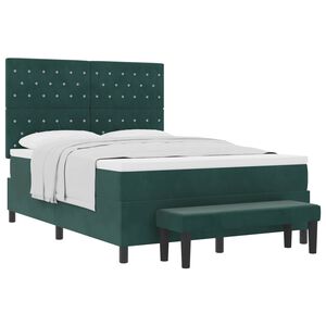 vidaXL Cama Box com colch&atilde;o Verde Escuro 140 x 190 cm Veludo
