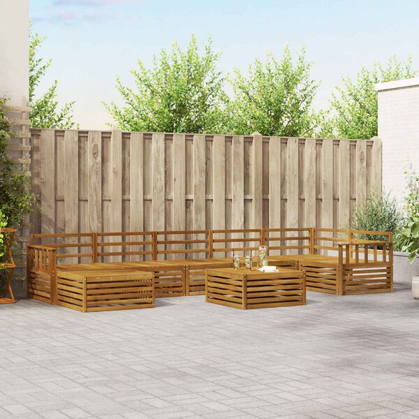 vidaXL Conjuntos de sof&aacute;s 8 pcs Natural Madeira S&oacute;lida de Ac&aacute;cia