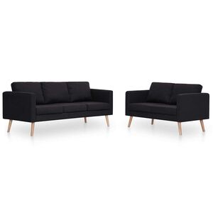 vidaXL 2 pcs conjunto de sof&aacute;s tecido preto