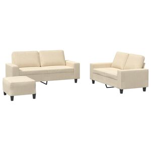 vidaXL 3 pcs conjunto de sof&aacute;s tecido cor creme