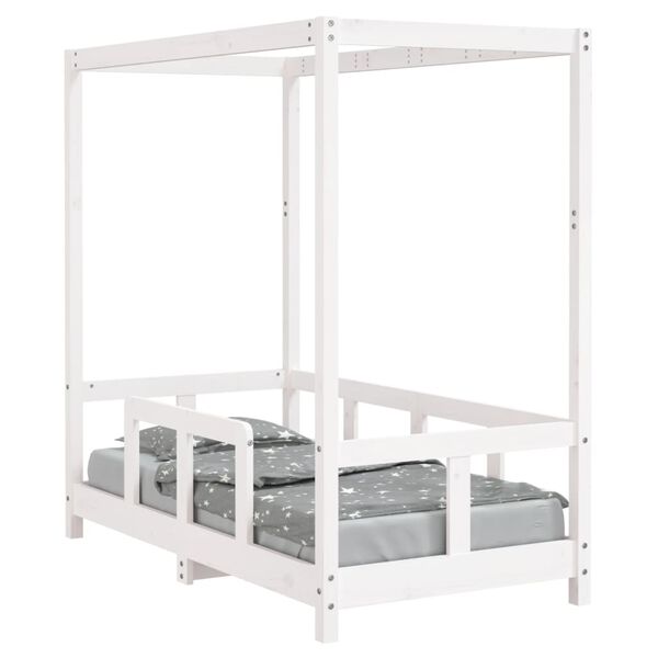 vidaXL Estrutura de cama infantil 70x140 cm pinho maciço branco