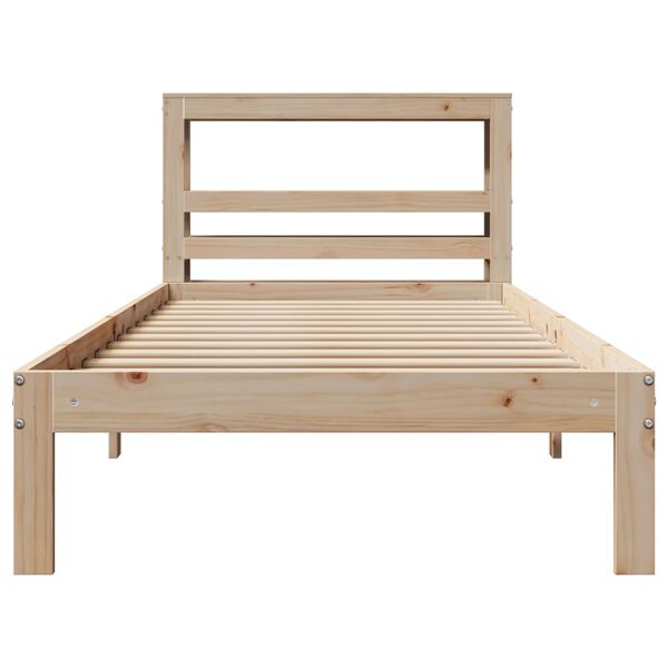 vidaXL Estrutura de cama com cabeceira 90x200 cm pinho maci&ccedil;o
