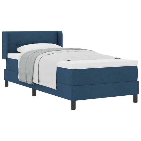 vidaXL Cama Box com colch&atilde;o com cabeceira Azul 190 x 90 cm tecido
