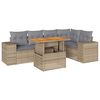 vidaXL 6 pcs conjunto de sof&aacute;s p/ jardim com almofad&otilde;es vime PE bege