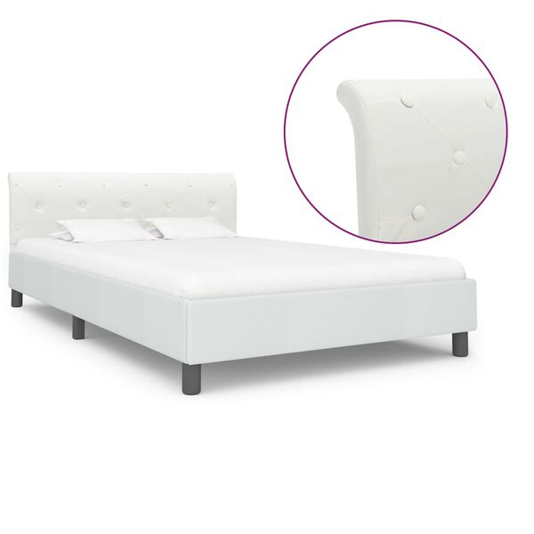 vidaXL Estrutura de cama 140x200 cm couro artificial branco