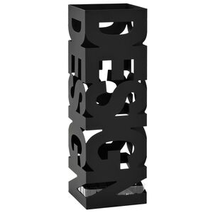 vidaXL Suporte para guarda-chuvas design em a&ccedil;o preto