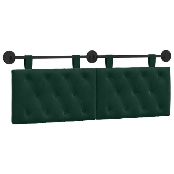 vidaXL Cabeceira Suspensa Verde Escuro 130 x 55 x 7 cm Veludo