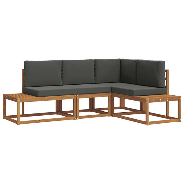 vidaXL Conjunto de Sof&aacute;s para Exterior 4 Pe&ccedil;a Natural e Antracite