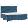 vidaXL Cama box spring c/ colch&atilde;o/LED 180x200 cm veludo azul-escuro