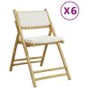 vidaXL 6 pcs cadeiras bistr&ocirc; dobr&aacute;veis c/ almofad&otilde;es branco nata bambu
