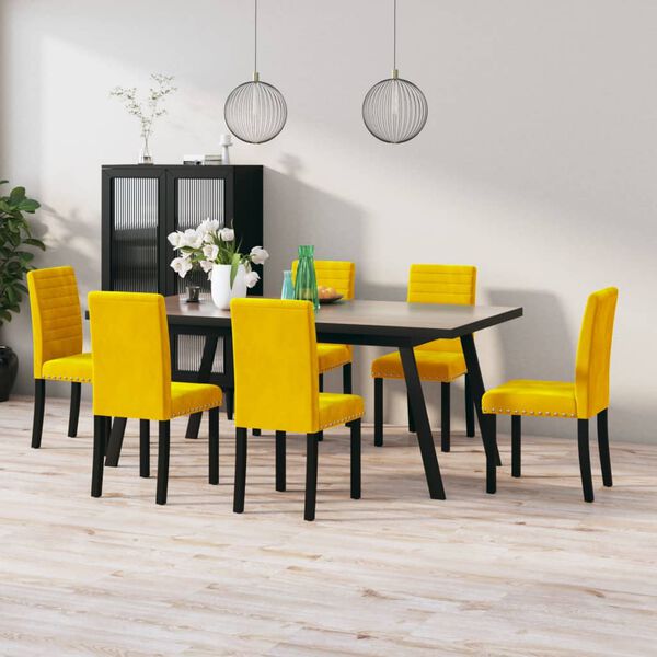 vidaXL Cadeiras de jantar 6 pcs veludo amarelo