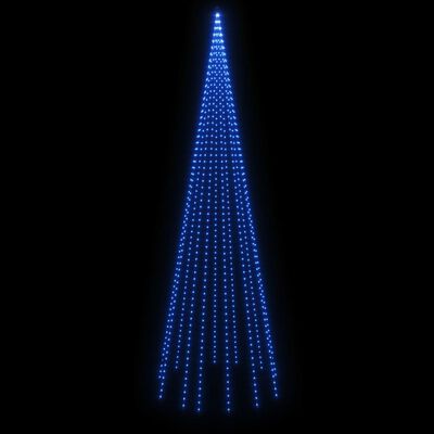vidaXL Árvore de Natal mastro de bandeira 732 LEDs 500 cm azul