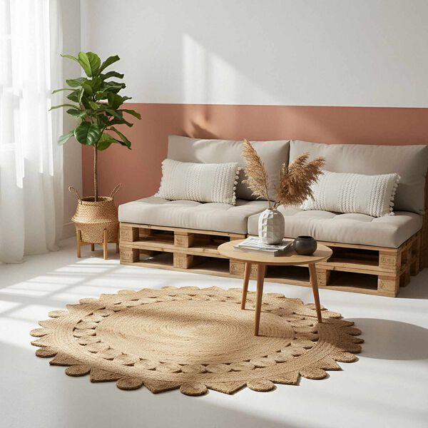 vidaXL Tapete Castanho Ø 210 cm Juta