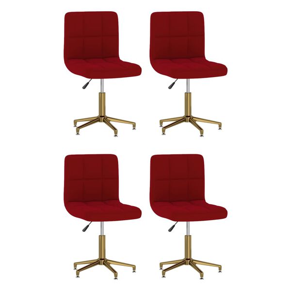 vidaXL Cadeiras de jantar girat&oacute;rias 4 pcs veludo vermelho tinto