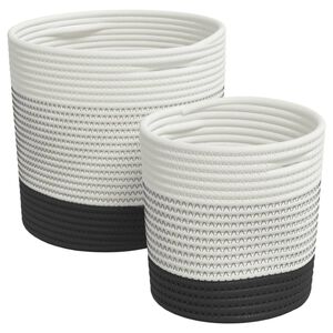 vidaXL Cestos de arrumação 2 pcs algodão branco e preto