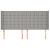 vidaXL Cabeceira cama c/ abas tecido 183x16x118/128 cm cinzento-claro