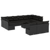vidaXL 14 pcs conjunto de sof&aacute;s p/ jardim c/ almofad&otilde;es vime PE preto