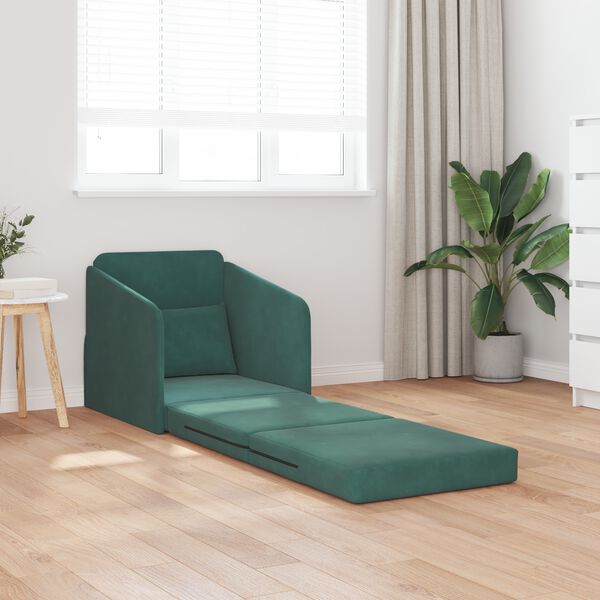 vidaXL Sof&aacute;-Cama Verde Escuro 65 x 80 x 83 cm Veludo