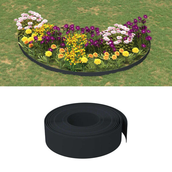 vidaXL Bordas de jardim 5 pcs 10 m 15 cm polietileno preto