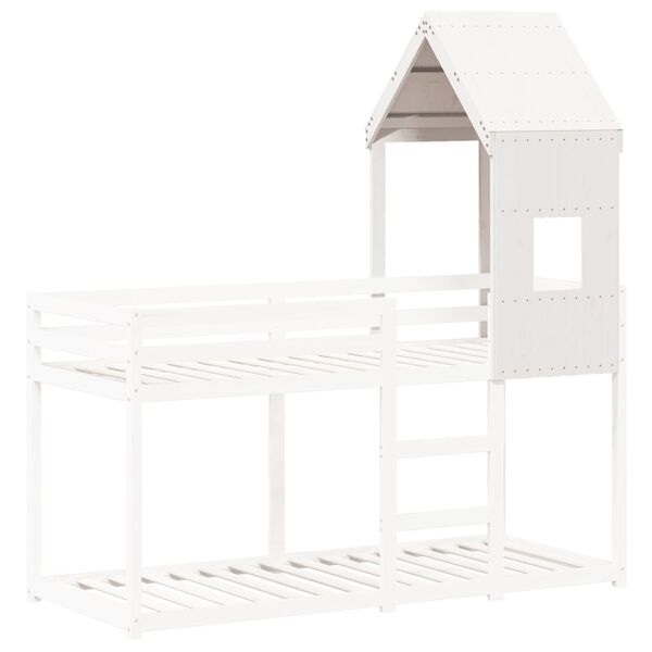 vidaXL Telhado de cama infantil 60x99x139,5 cm pinho maci&ccedil;o branco