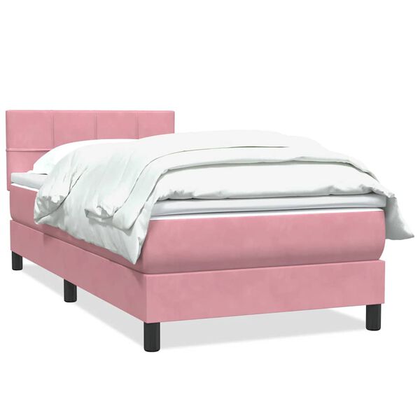 vidaXL Cama com molas/colch&atilde;o rosa 80x210 cm veludo
