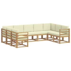 vidaXL Conjunto de Sof&aacute;s para Exterior 9 unid. Branco e Creme