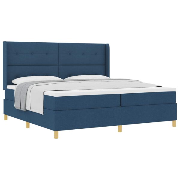 vidaXL Cama Box com colch&atilde;o com cabeceira Azul 200 x 200 cm tecido