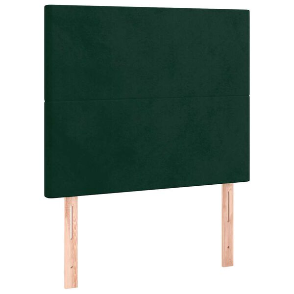 vidaXL Cabeceira de cama c/ LED veludo 80x5x118/128 cm verde-escuro