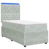 vidaXL Cama Box com LED e Colch&atilde;o Cinzento-claro 90 x 190 cm Veludo