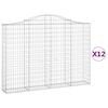 vidaXL Cestos gabi&atilde;o arqueados 12 pcs 200x30x140/160 ferro galvanizado
