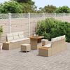 vidaXL Conjunto de Sof&aacute; de Jardim 9 pcs Bege Rattan Sint&eacute;tico