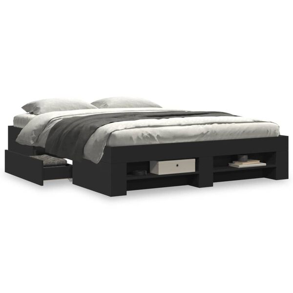 vidaXL Estrutura de cama 150x200 cm derivados de madeira preto