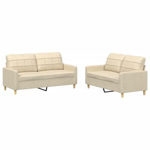 vidaXL 2 pcs conjunto de sof&aacute;s com almofad&otilde;es tecido cor creme