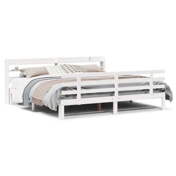 vidaXL Estrutura de cama c/ cabeceira sem colch&atilde;o 180x200 cm branco