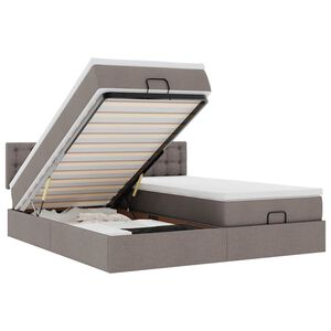 vidaXL Estrutura de cama otomana com colch&otilde;es tecido cinzento