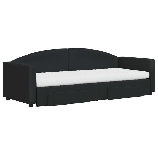 vidaXL Sof&aacute;-cama com gavet&atilde;o e gavetas 80x200 cm tecido preto