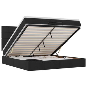vidaXL Estrutura de cama otomana com colch&atilde;o 160x200 cm tecido preto