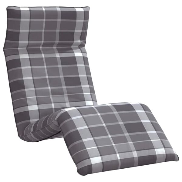 vidaXL Espregui&ccedil;adeira dobr&aacute;vel 175x54x8,5 cm Padr&atilde;o xadrez cinzento