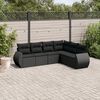 vidaXL 6 pcs conjunto sof&aacute;s de jardim c/ almofad&otilde;es vime PE preto