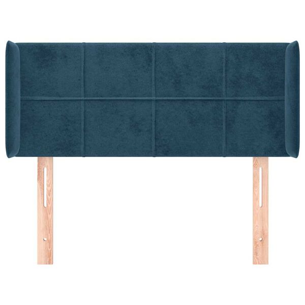 vidaXL Cabeceira de cama c/ abas veludo 93x16x78/88 cm azul-escuro
