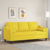 vidaXL Sof&aacute; 3 lugares + almofadas decora&ccedil;&atilde;o 180cm tecido amarelo-claro