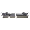 vidaXL 5 pcs conjunto lounge de jardim c/ almofadões vime PE cinzento