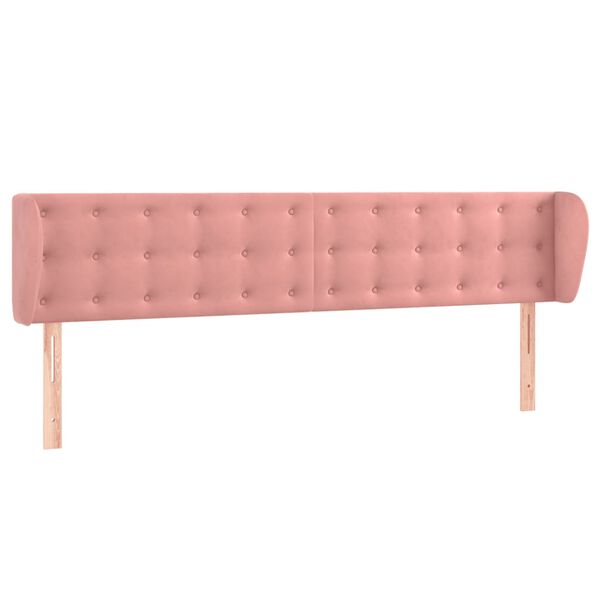 vidaXL Cabeceira de cama c/ abas veludo 183x23x78/88 cm rosa