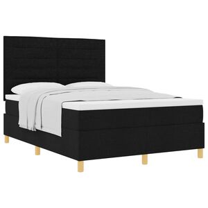 vidaXL Cama Box com colch&atilde;o com cabeceira Preto 140 x 200 cm tecido