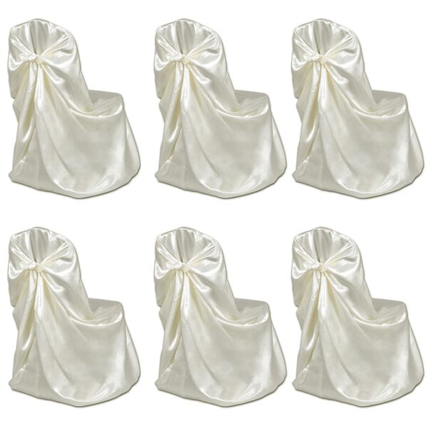 vidaXL Capa de cadeira para banquetes de casamento 12 pcs creme