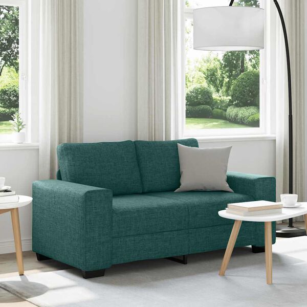 vidaXL Sof&aacute; de 2 lugares 160x77x82 cm tecido verde-escuro