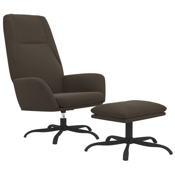 vidaXL Cadeira de descanso com banco tecido de microfibra cinza-escuro