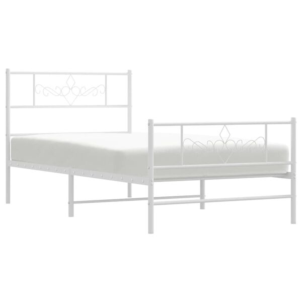 vidaXL Estrutura de cama com cabeceira e p&eacute;s 80x200 cm metal branco