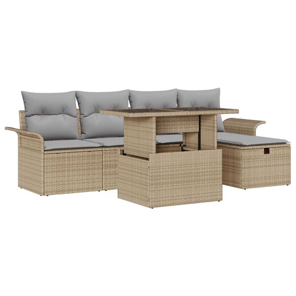 vidaXL Conjunto de Sofá de Jardim 6 pcs Bege Rattan Sintético