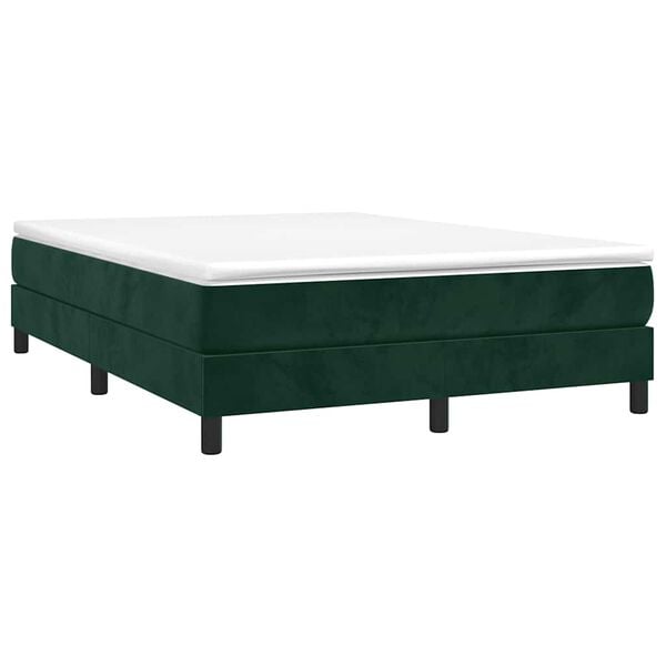 vidaXL Estrutura de cama com molas 140x200 cm veludo verde-escuro